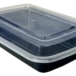 32oz Rectangle Black Meal Prep Containers