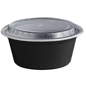 38 oz Round Black Food DEEP Containers