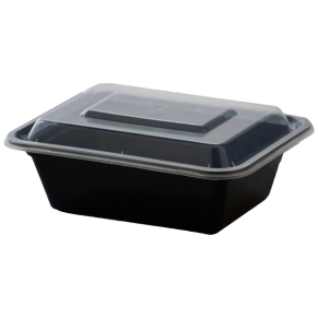 16oz Rectangle Black Meal Prep Containers