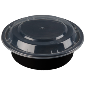 16oz Round Black Meal Prep Containers