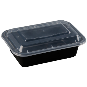 24oz Rectangle Black Meal Prep Containers