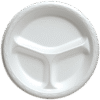3 Compartment White Foam Plates, 9 inch